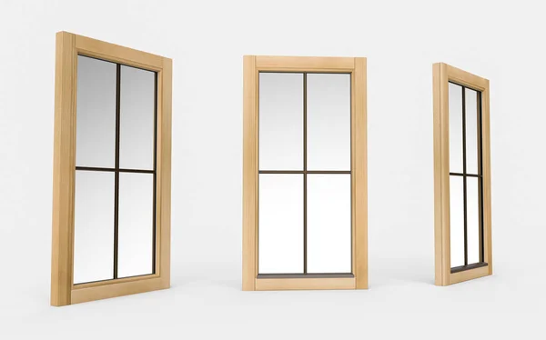 Una Ilustración Una Ventana Madera Rectángulo Vertical Aislado Sobre Fondo — Foto de Stock