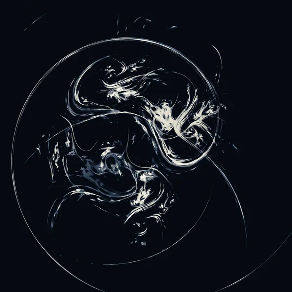 Illustration White Tangled Spiral Curves Black Background — Stockfoto