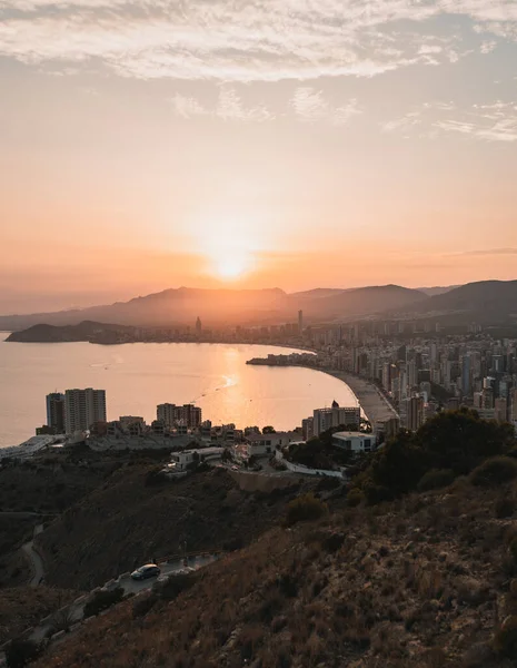 Vertical Shot Cityscape Benidorm Spain Sunset — Stock Photo, Image