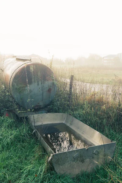 Basin Filled Water Next Tank Lauzelle Forest Louvain Neuve Wallonia — Stock Photo, Image