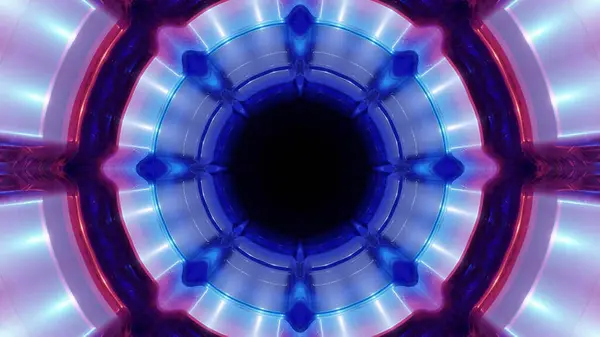 Uma Renderização Corredor Futurista Caleidoscópio Direção Portal Com Luzes Coloridas — Fotografia de Stock