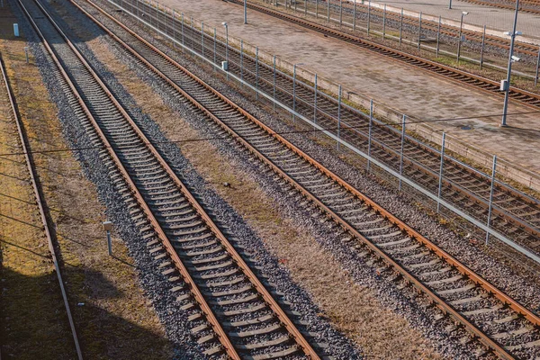 Train Track Lines Sunny Day Summer — Stockfoto