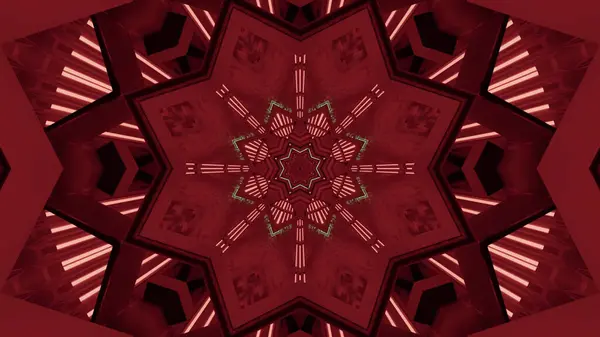 Візуалізація Футуристичного Коридору Калейдоскопа Порталу Червоними Вогнями — стокове фото
