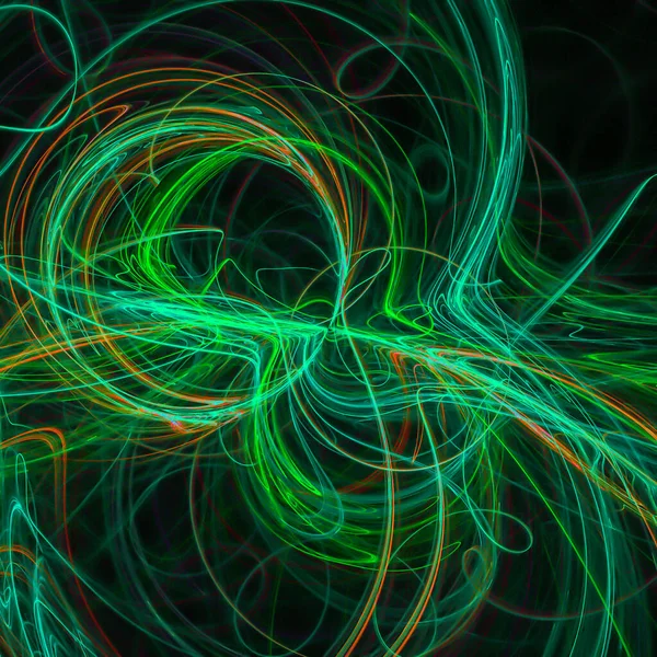 Illustration Tangled Colorful Spirals Lines Black Background — 图库照片