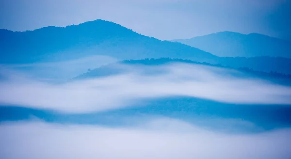 Una Serata Nebbiosa Nel Parco Nazionale Delle Grandi Montagne Fumate — Foto Stock
