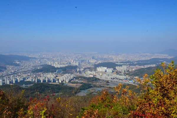 Fågelperspektiv Daejeon Stad Och Himlen Sydkorea — Stockfoto