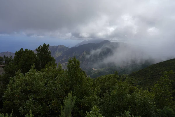 Sis Ile Kaplı Dağlık Bir Manzaranın Manzarası — Stok fotoğraf