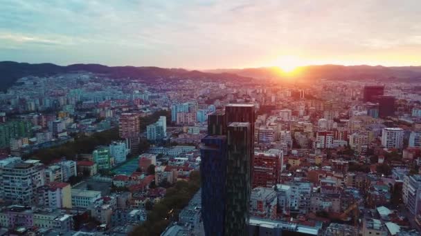 Luchtfoto Beelden Van Moderne Stad Centrum — Stockvideo