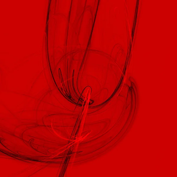 Parlak Kırmızı Arkaplandaki Karışık Spirallerin Çizgilerin Bir Çizimi — Stok fotoğraf