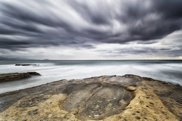 Beautiful Scene Beach Dramatic Cloudy Sky — Stockfoto