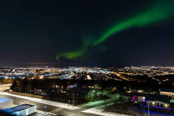 Mesmerizing Shot Northern Lights Reykjavik Iceland — Stock Photo, Image