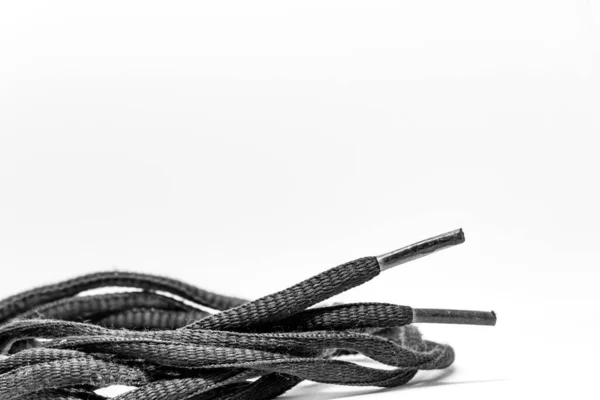 Closeup Shot Gray Shoelaces Isolated White Background — Stock Photo, Image