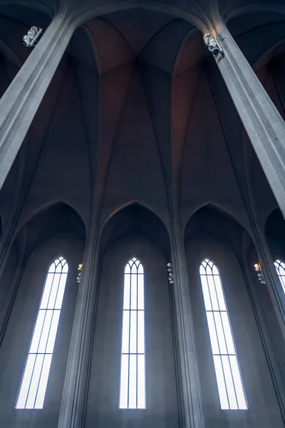 Tiro Vertical Detalhes Igreja Hallgrimskirkja Reykjavik Islândia — Fotografia de Stock