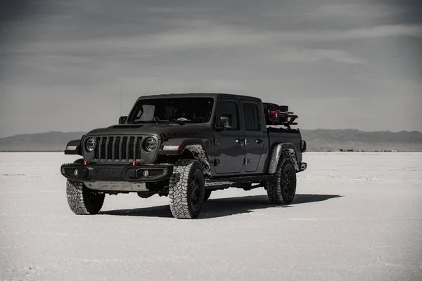 Salt Lake City Estados Unidos 2021 Hermoso Coche Negro Nevado — Foto de Stock