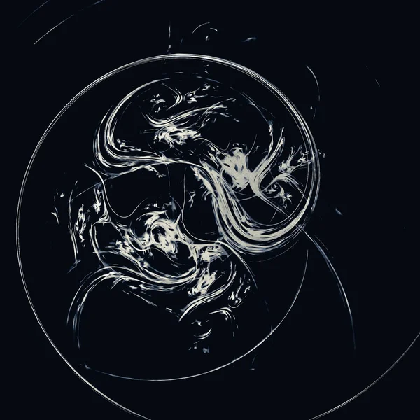 Illustration Spiral Tangled Curves Black Background — Stockfoto