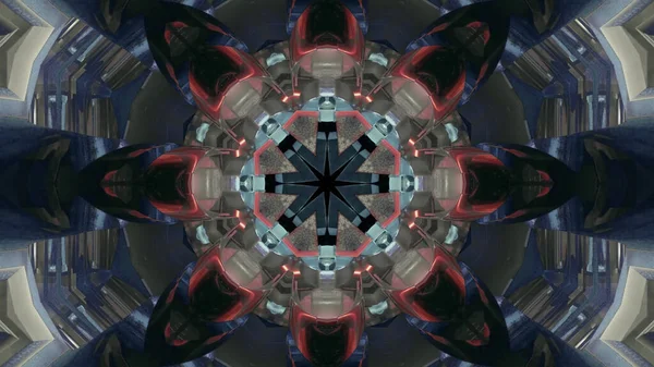 Eine Darstellung Eines Futuristischen Kaleidoskopflurs Richtung Eines Portals Mit Bunten — Stockfoto