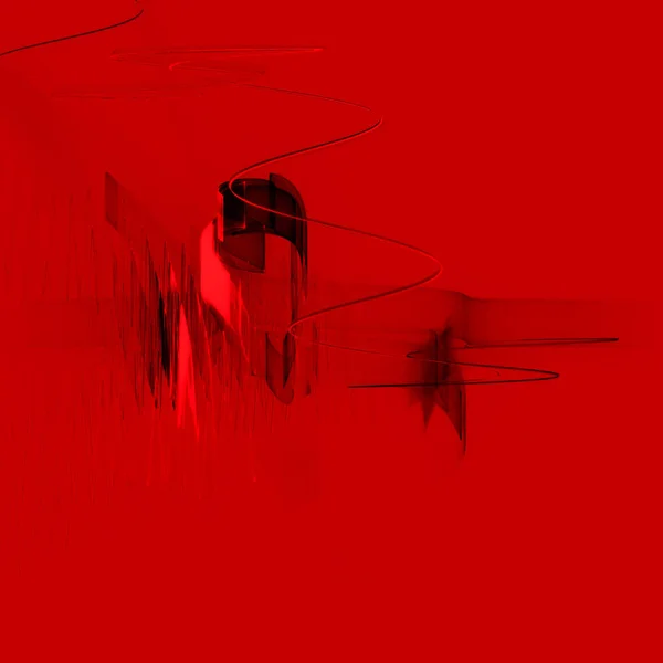 Uma Ilustração Padrão Abstrato Com Linhas Emaranhadas Curvas Fundo Vermelho — Fotografia de Stock