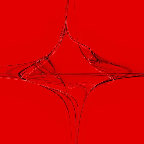 红色背景上带有纠结曲线和线条的抽象图例 — 图库照片