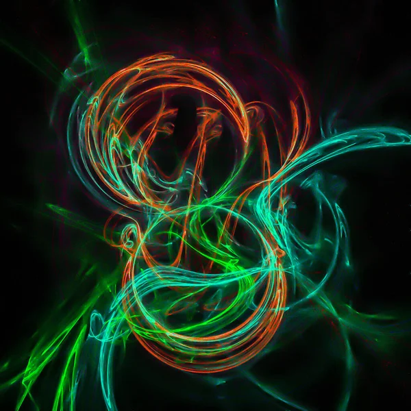 Een Illustratie Van Verstrengelde Kleurrijke Spiralen Lijnen Een Zwarte Achtergrond — Stockfoto