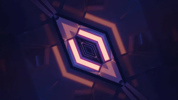 Rendering Futuristic Sci Hallway Portal Colorful Neon Lights — Stock Photo, Image