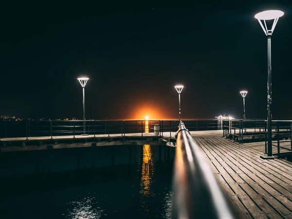 Bridge Sea Night Limassol Cyprus — Foto de Stock
