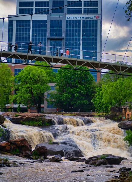 Greenville United States May 2021 Reedy River Falls Med Liberty — Stockfoto