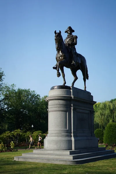 Statue George Washington Dans Jardin Public Boston Usa — Photo