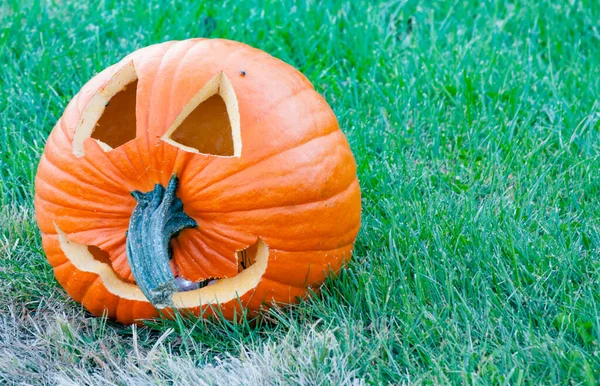 Egy Közeli Kép Egy Halloween Dekorációról Szabadban Éjszaka — Stock Fotó