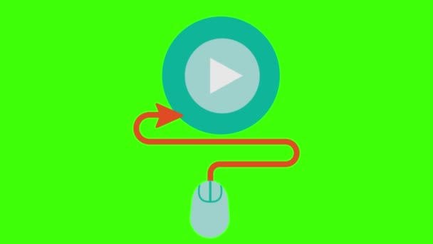 Компьютерная Мышь Играть Знак Зеленый Экран Анимации Vfx — стоковое видео