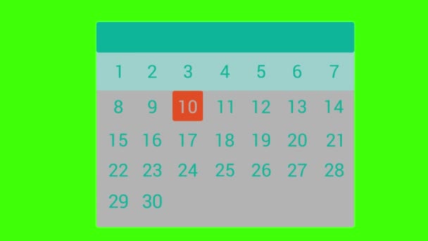 Calendario Animazione Schermo Verde Vfx — Video Stock