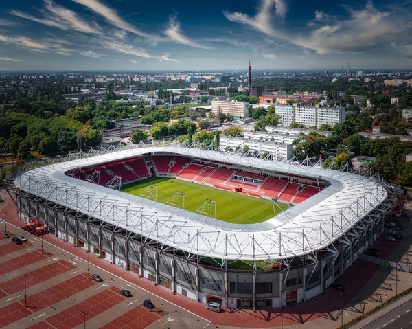 Lodz Polónia Outubro 2021 Tiro Aéreo Estádio Futebol Clube Esportivo — Fotografia de Stock