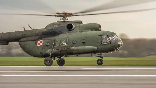 Lodz Poland Okt 2021 Landning Polsk Militärhelikopter — Stockfoto