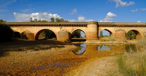 Beautiful Shot Roman Bridge Huelva Reflection Andalusia Spain — 图库照片