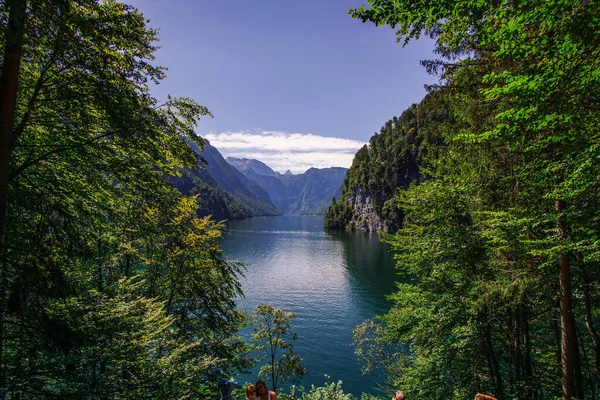 Una Vista Panorámica Río Entre Las Montañas Parque Nacional Berchtesgaden — Foto de Stock