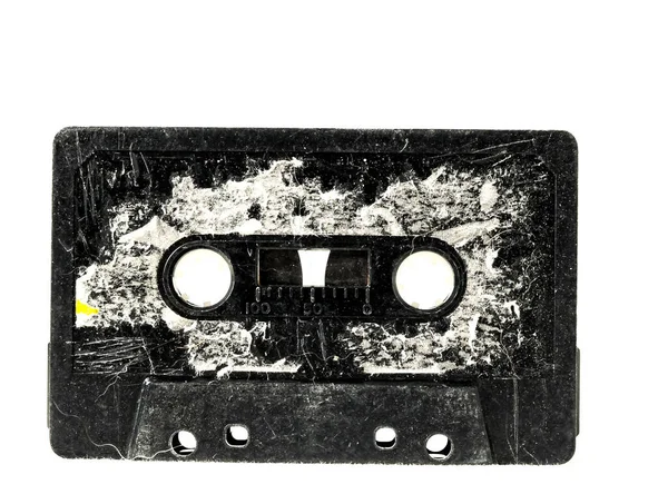 Ancient Vintage Used Music Cassette White Background — Stock Photo, Image