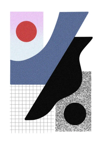 Egy Absztrakt Illusztráció Zajjal Textúrával Egyszerű Merész Színes Formákkal — Stock Fotó
