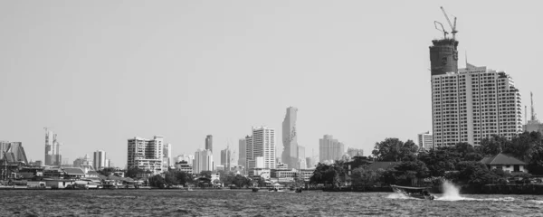 Panorama Shot City Bangkok Thailand Grayscale — Stock Photo, Image