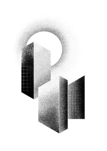 Isometric Illustration Using Black White Textures — Fotografia de Stock