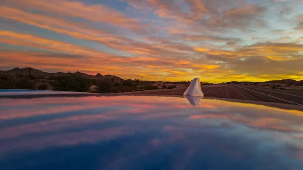 Gyönyörű Kilátás Nyílik Naplementére Tóra Arizonában — Stock Fotó