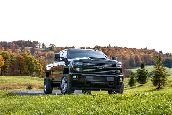 Cobleskill Estados Unidos Outubro 2020 Caminhão Chevrolet Silverado Preto — Fotografia de Stock