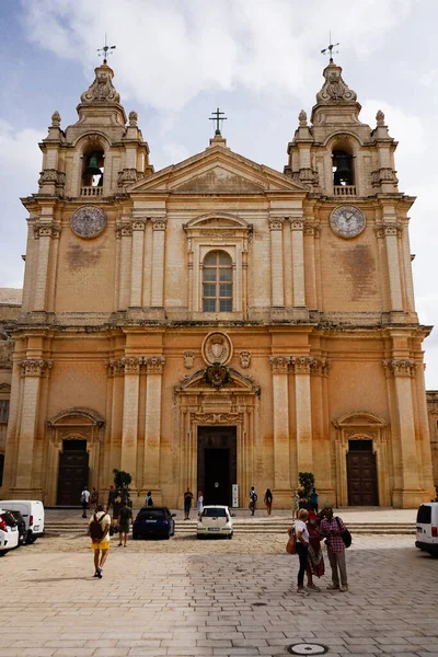 Mdina Malta Oktober 2021 Schöne Aufnahme Der Kathedrale Von Mdina — Stockfoto