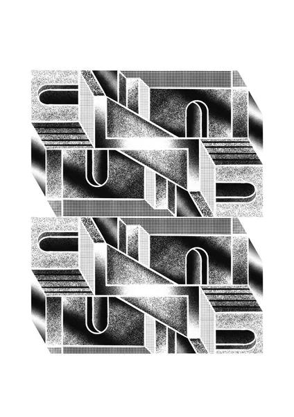 Illustration Der Rauschtextur Mit Isometrischen Geometrischen Einfachen Formen — Stockfoto
