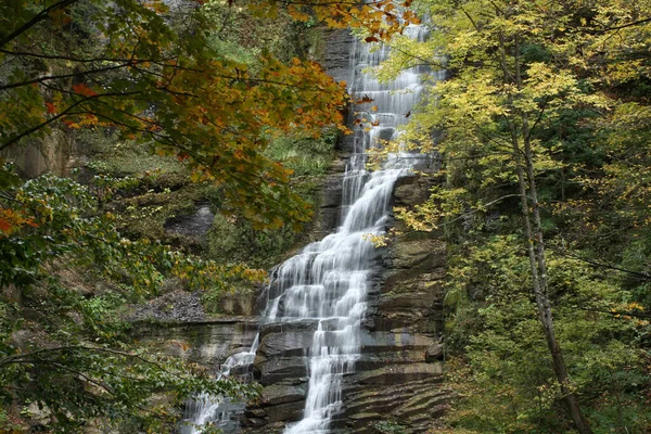 纽约乡村森林里一个美丽的瀑布 — 图库照片