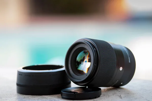 Closeup Camera Lenses Table — Fotografia de Stock
