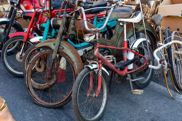 Cortemaggiore Italie Oct 2021 Anciennes Bicyclettes Antiques Sur Marché Antique — Photo