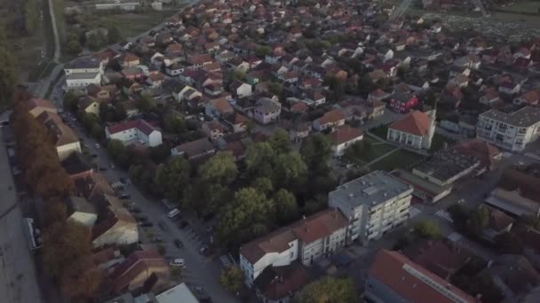 Воздушные Съемки Домов Пригороде Маленького Города — стоковое видео