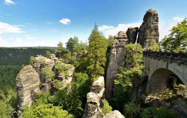 Egy Gyönyörű Felvétel Szász Svájci Nemzeti Parkról Németországban — Stock Fotó