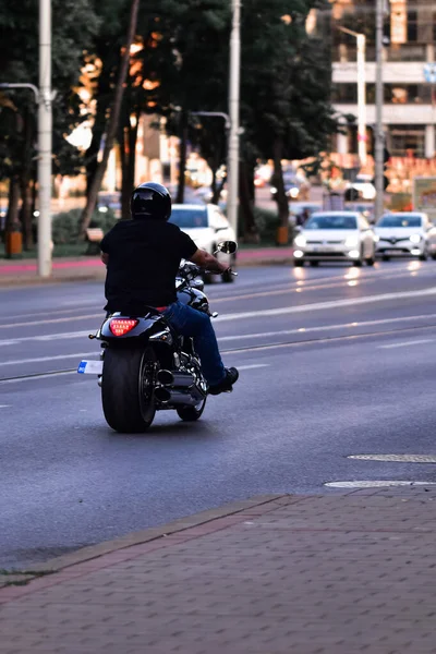 Iasi Romania Sep 2021 Vertical Shot Male Riding Motorcycle Carol — Stock Photo, Image