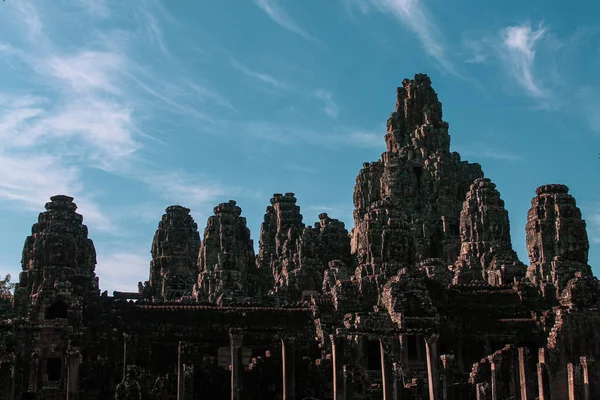 Όμορφο Εξωτερικό Του Ιστορικού Ναού Angkor Wat Στο Siem Reap — Φωτογραφία Αρχείου