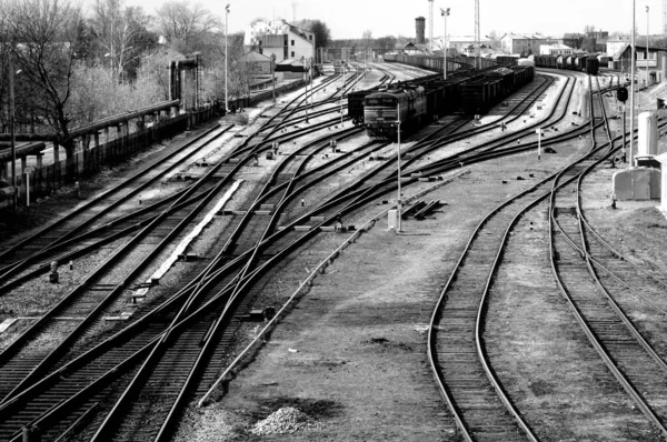 駅構内の鉄道駅の灰色の空中風景 — ストック写真